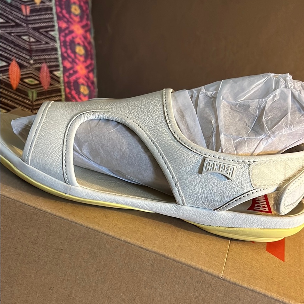 Camper White Leather Sandals